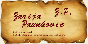 Zarija Paunković vizit kartica
